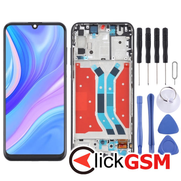 Piesa Piesa Display Cu Touchscreen Si Rama Black Huawei Y8p 2c2u