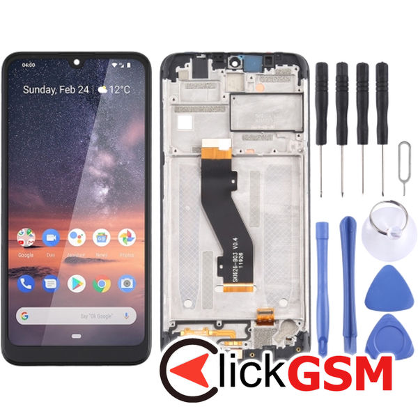 Piesa Display Cu Touchscreen Si Rama Black Nokia 3.2 49nz