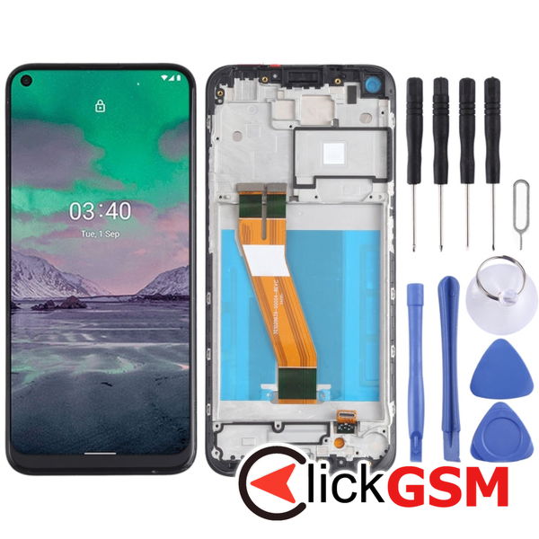 Piesa Display Cu Touchscreen Si Rama Black Nokia 3.4 49rq