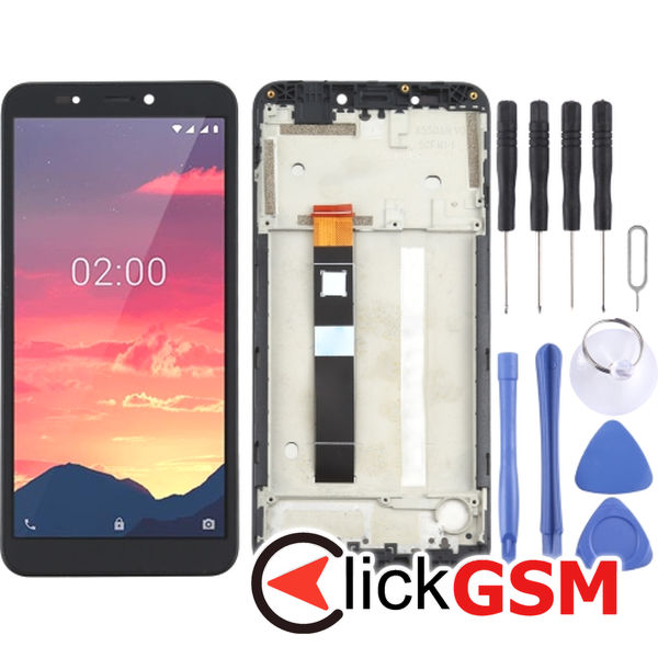 Piesa Display Cu Touchscreen Si Rama Black Nokia C2 49mt