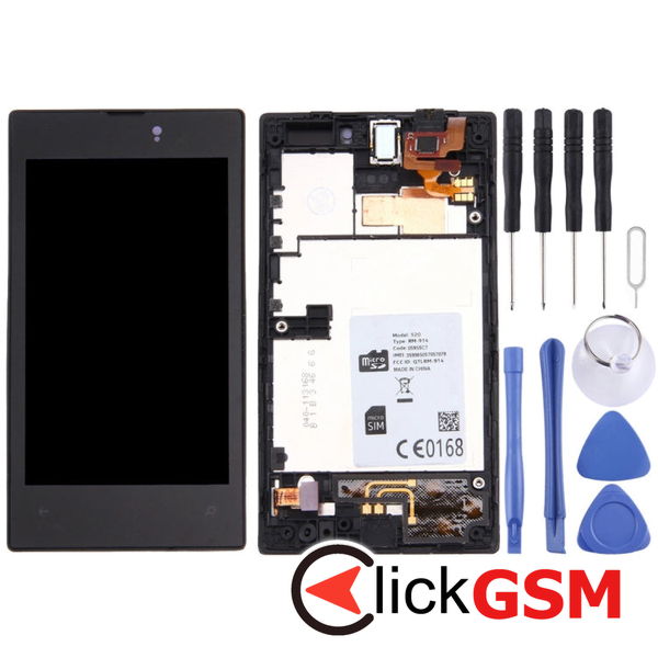 Piesa Display Cu Touchscreen Si Rama Black Nokia Lumia 520 49o1