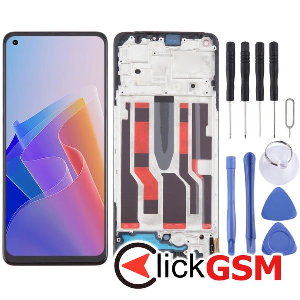 Piesa Display Cu Touchscreen Si Rama Black Oppo Reno7 Z 5g 21v2