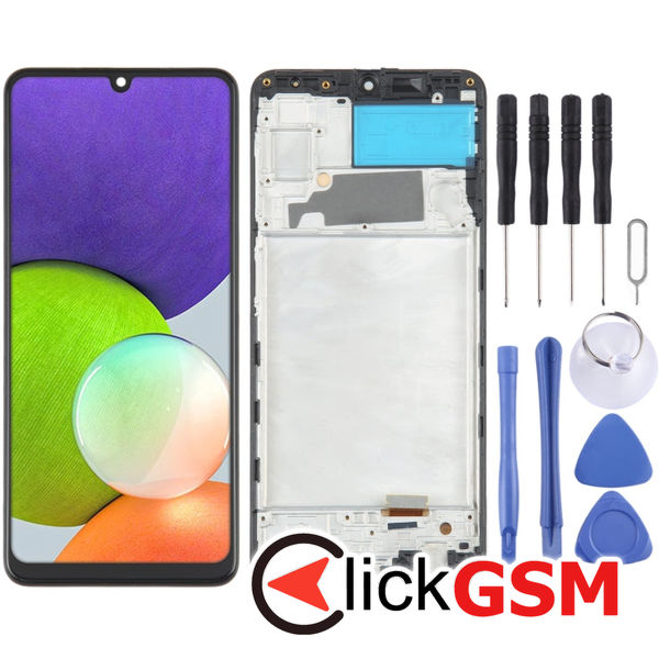 Piesa Display Cu Touchscreen Si Rama Black Samsung Galaxy A22 4ezn