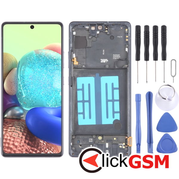 Piesa Display Cu Touchscreen Si Rama Black Samsung Galaxy A71 5g 4o56