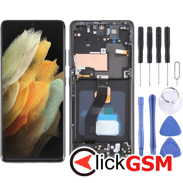 Piesa Display Cu Touchscreen Si Rama Black Samsung Galaxy S21 Ultra 5g 4eyr