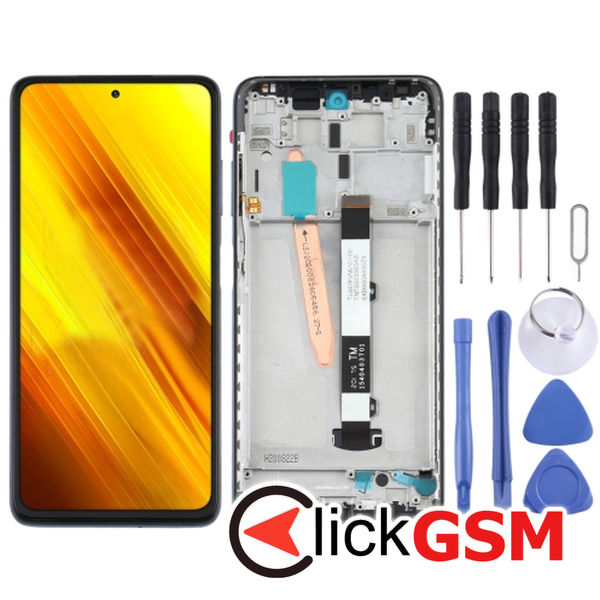 Piesa Display Cu Touchscreen Si Rama Black Xiaomi Poco X3 Nfc 25z1