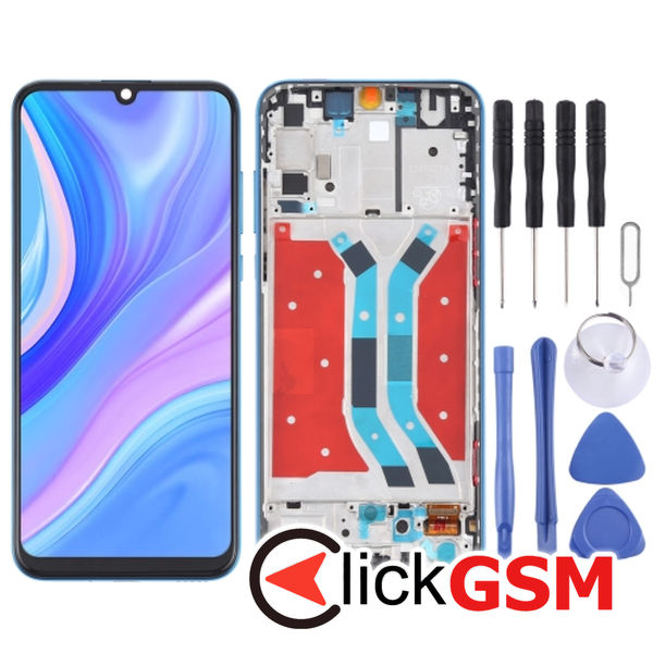 Piesa Piesa Display Cu Touchscreen Si Rama Blue Huawei Y8p 2c2v