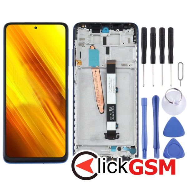 Piesa Display Cu Touchscreen Si Rama Blue Xiaomi Poco X3 Nfc 25z0