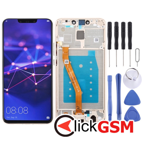 Piesa Piesa Display Cu Touchscreen Si Rama Gold Huawei Mate 20 Lite 2c71