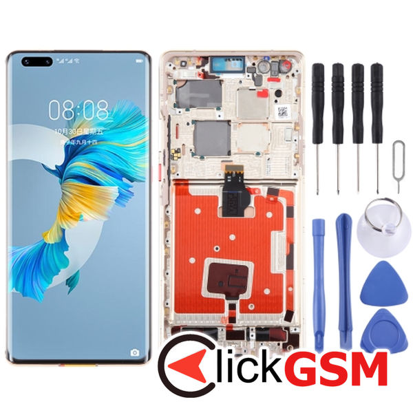 Piesa Piesa Display Cu Touchscreen Si Rama Gold Huawei Mate 40 Pro 2ts4