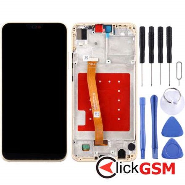 Piesa Piesa Display Cu Touchscreen Si Rama Gold Huawei P20 Lite 2f58