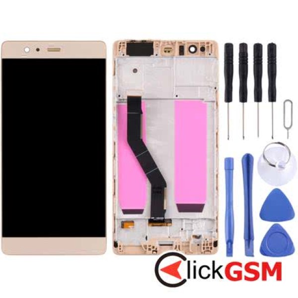 Piesa Display Cu Touchscreen Si Rama Gold Huawei P9 Plus 257n