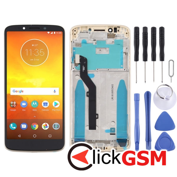 Piesa Display Cu Touchscreen Si Rama Gold Motorola Moto E5 22sk