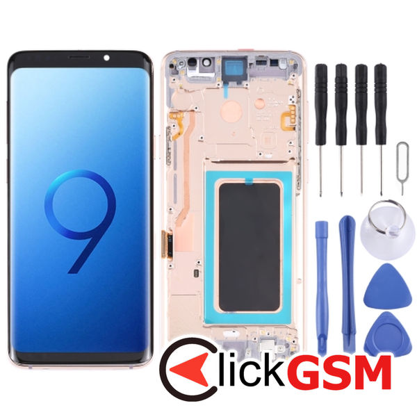 Piesa Display Cu Touchscreen Si Rama Gold Samsung Galaxy S9 4ei0