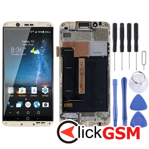 Piesa Display Cu Touchscreen Si Rama Gold Zte Axon 7 1y3e