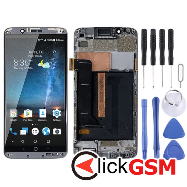 Piesa Piesa Display Cu Touchscreen Si Rama Grey Zte Axon 7 1y6s