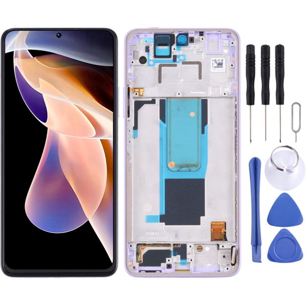 LCD Screen and Digitizer Full Assembly with Frame for Xiaomi Redmi Note 11 Pro China/Redmi Note 11 Pro+ 5G/11i/11i HyperCharge(Purple)