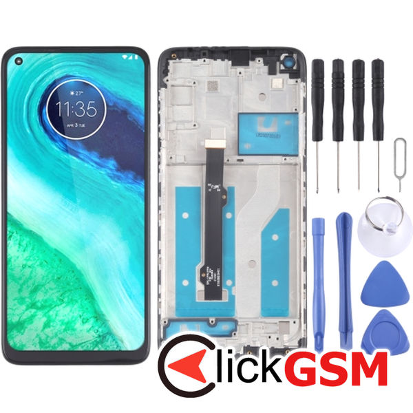 Piesa Display Cu Touchscreen Si Rama Negru Motorola Moto G8 22rw