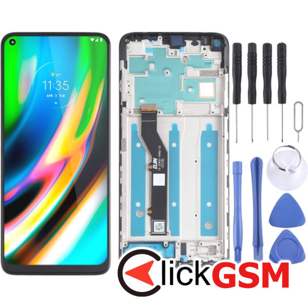 Piesa Display Cu Touchscreen Si Rama Negru Motorola Moto G9 Plus 22rm