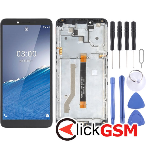 Piesa Display Cu Touchscreen Si Rama Negru Nokia C3 49sw