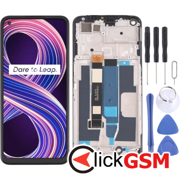 Piesa Display Cu Touchscreen Si Rama Negru Realme 8 1xrw