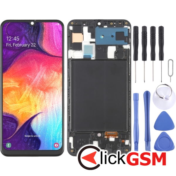 Piesa Display Cu Touchscreen Si Rama Negru Samsung Galaxy A50 4ekj