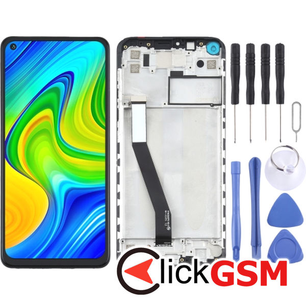 Piesa Display Cu Touchscreen Si Rama Negru Xiaomi Redmi Note 9 25ib