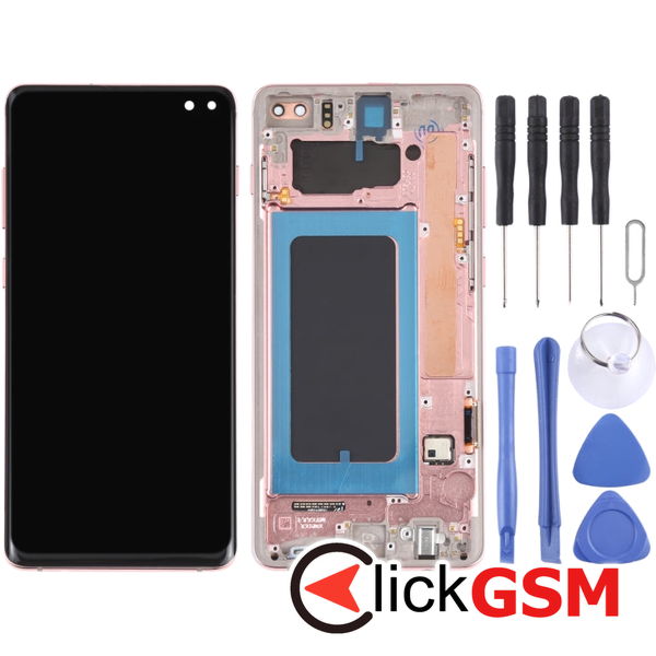 Piesa Piesa Display Cu Touchscreen Si Rama Pink Samsung Galaxy S10.plus 4ejk