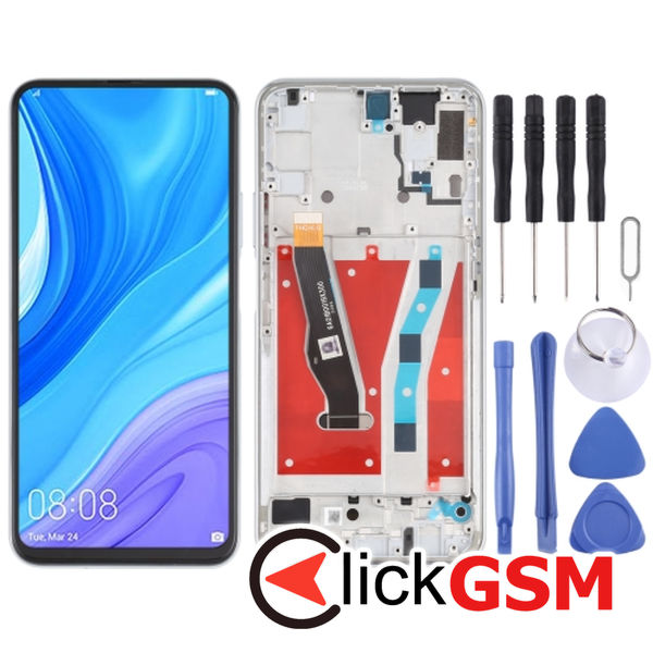 Piesa Display Cu Touchscreen Si Rama Silver Huawei P Smart Pro 2bzz