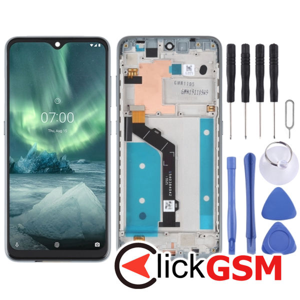 Piesa Display Cu Touchscreen Si Rama Silver Nokia 7.2 49r7