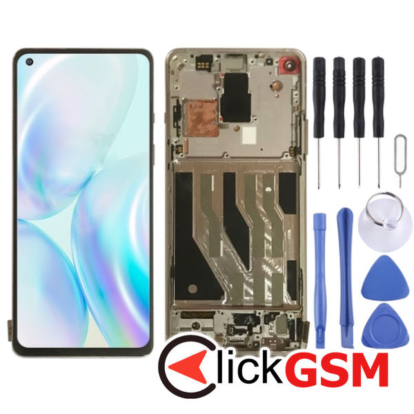 Piesa Piesa Display Cu Touchscreen Si Rama Silver Oneplus 8 4nuu