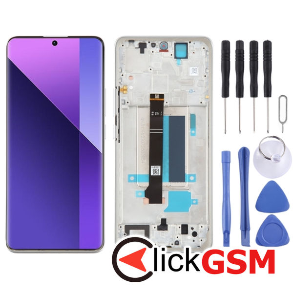 Piesa Piesa Display Cu Touchscreen Si Rama Silver Xiaomi Redmi Note 13 Pro.plus 433x