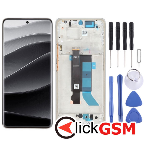 Piesa Display Cu Touchscreen Si Rama Silver Xiaomi Redmi Note 14 Pro.plus 5g 4p7s