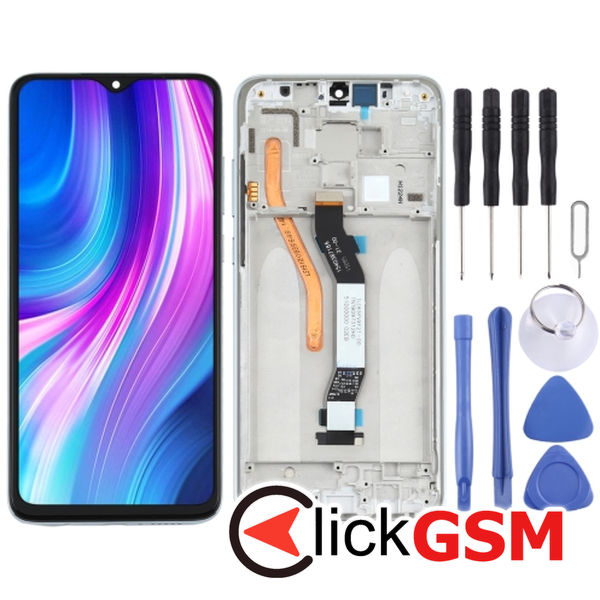 Piesa Display Cu Touchscreen Si Rama Silver Xiaomi Redmi Note 8 Pro 25ih