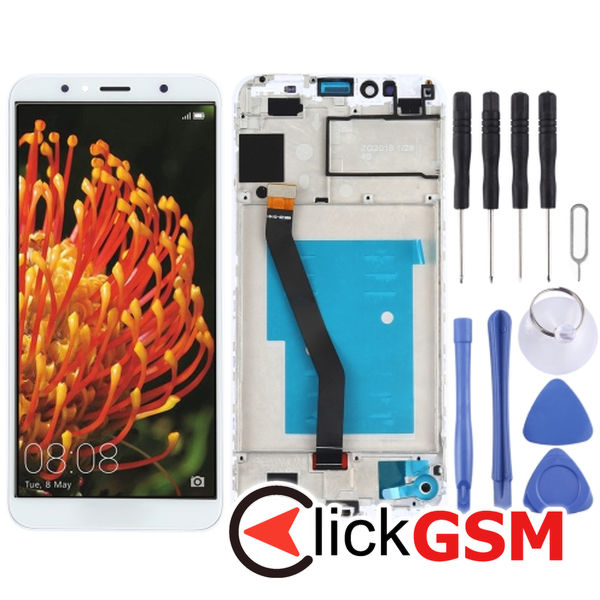 Piesa Display Cu Touchscreen Si Rama White Huawei Y6 2018 24qb