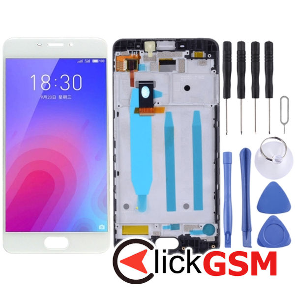 Piesa Display Cu Touchscreen Si Rama White Meizu M6 2fer