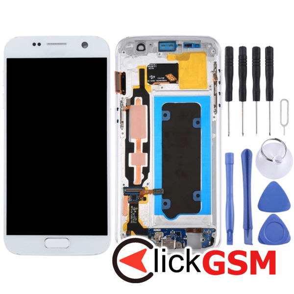 Piesa Piesa Display Cu Touchscreen Si Rama White Samsung Galaxy S7 4f0j