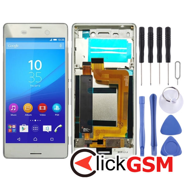 Piesa Display Cu Touchscreen Si Rama White Sony Xperia M4 Aqua 215i