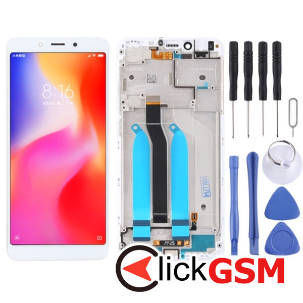 Piesa Display Cu Touchscreen Si Rama White Xiaomi Redmi 6a 25ja