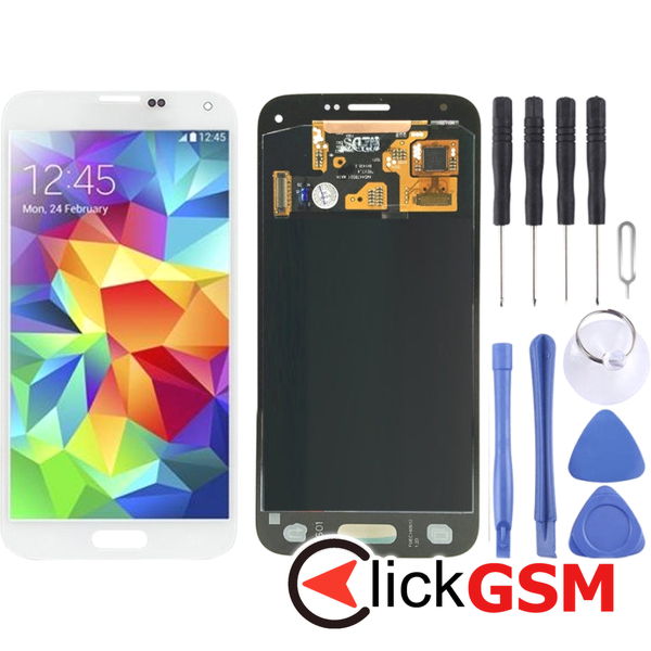 Piesa Piesa Display Cu Touchscreen White Samsung Galaxy S5 Mini 4eq9