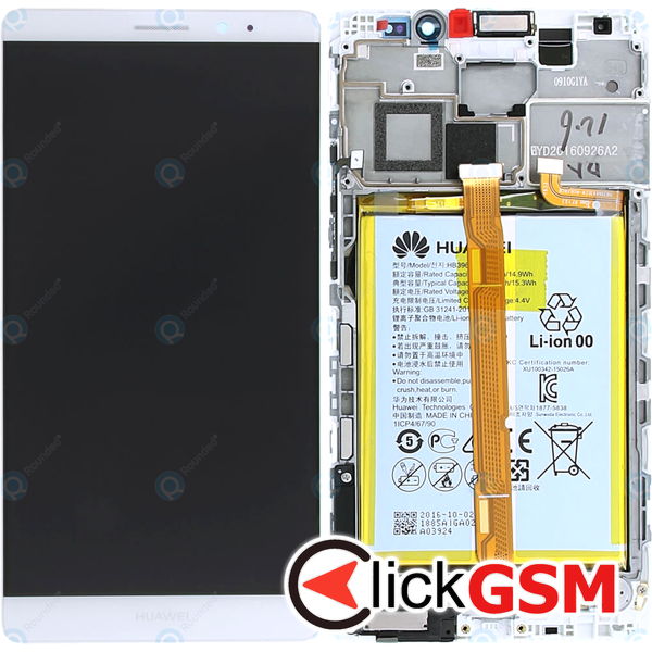 Piesa Display Original Cu Touchscreen Rama Si Baterie Silver Huawei Mate 8 3w52