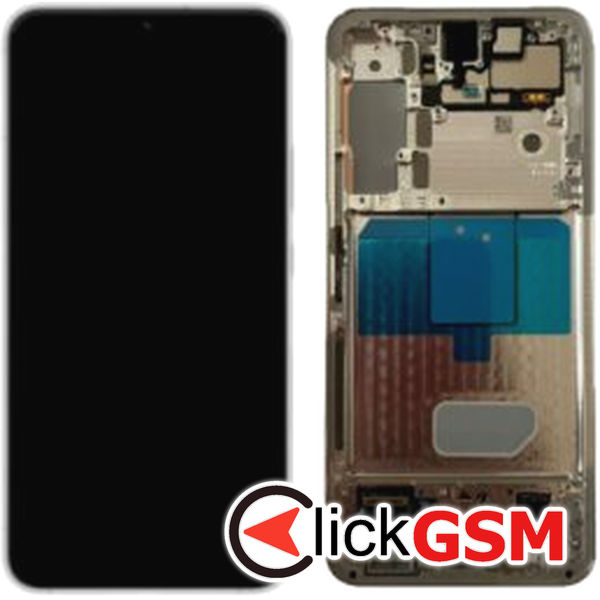 Piesa Display Original Cu Touchscreen Si Rama Alb Albastru Crem Samsung Galaxy S22 3i39