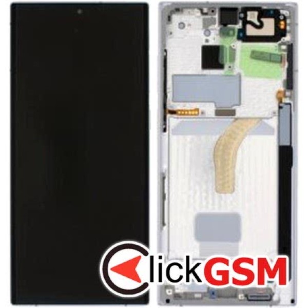 Piesa Display Original Cu Touchscreen Si Rama Alb Samsung Galaxy S22 Ultra 18pa