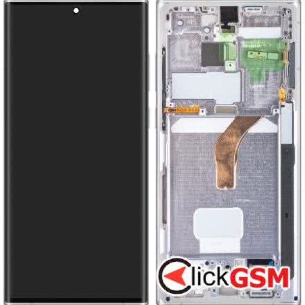 Piesa Display Original Cu Touchscreen Si Rama Alb Samsung Galaxy S22 Ultra 1ohf