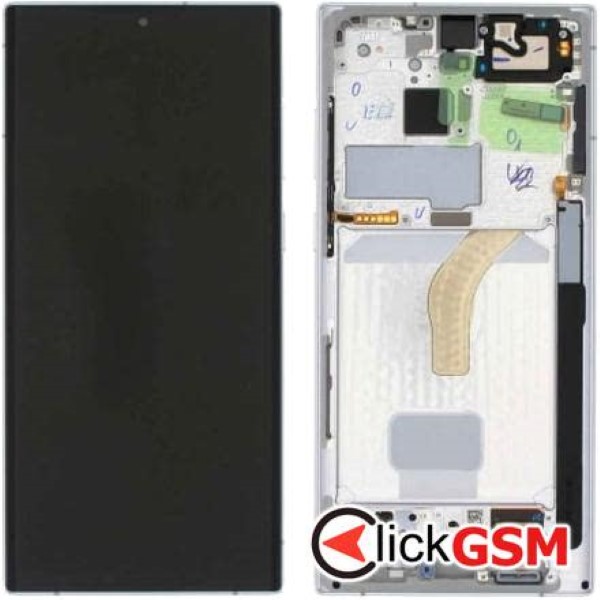 Piesa Display Original Cu Touchscreen Si Rama Alb Samsung Galaxy S22 Ultra 337k