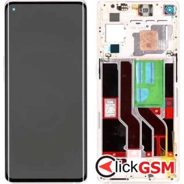 Piesa Display Original Cu Touchscreen Si Rama Argintiu Oppo Find X3 Neo 1jkq