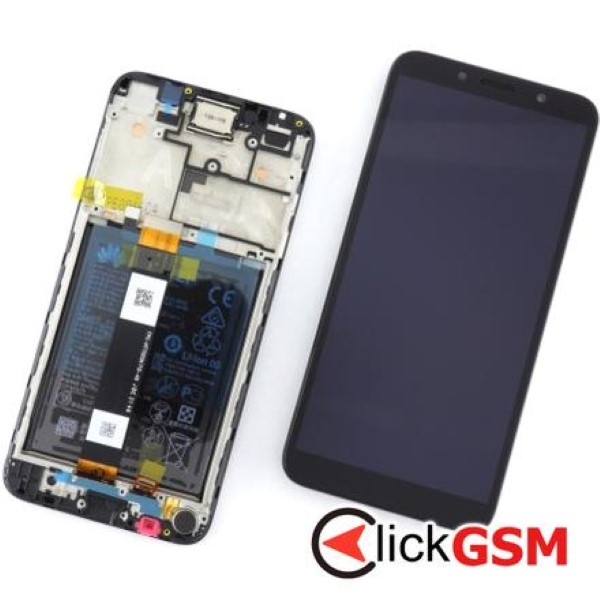 Piesa Display Original Cu Touchscreen Si Rama Black Huawei Y5p 4m46