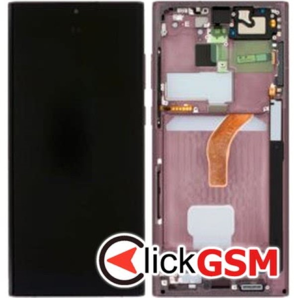 Piesa Display Original Cu Touchscreen Si Rama Bronze Samsung Galaxy S22 Ultra 18pb