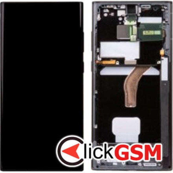 Piesa Display Original Cu Touchscreen Si Rama Gri Inchis Samsung Galaxy S22 Ultra 1p97