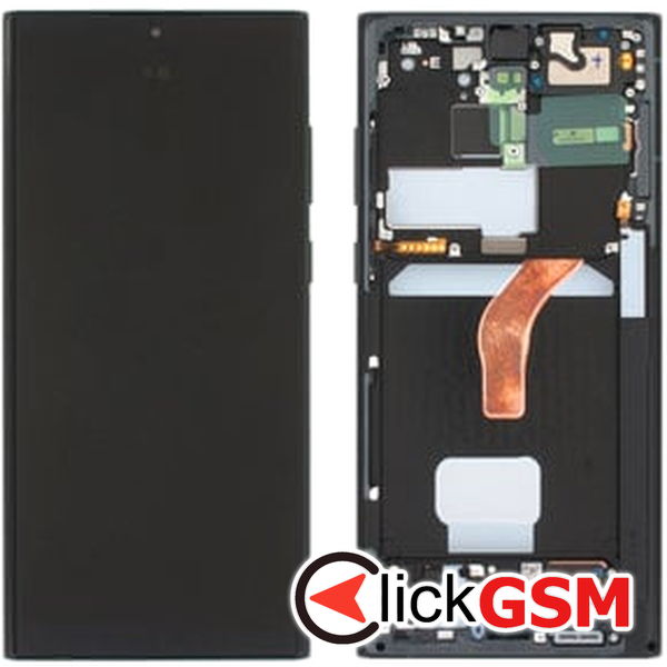 Piesa Display Original Cu Touchscreen Si Rama Gri Inchis Samsung Galaxy S22 Ultra 2dpd